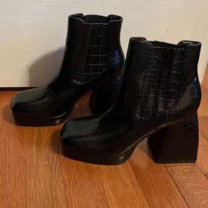 Nasty Gal Black Platform Ankle Booties